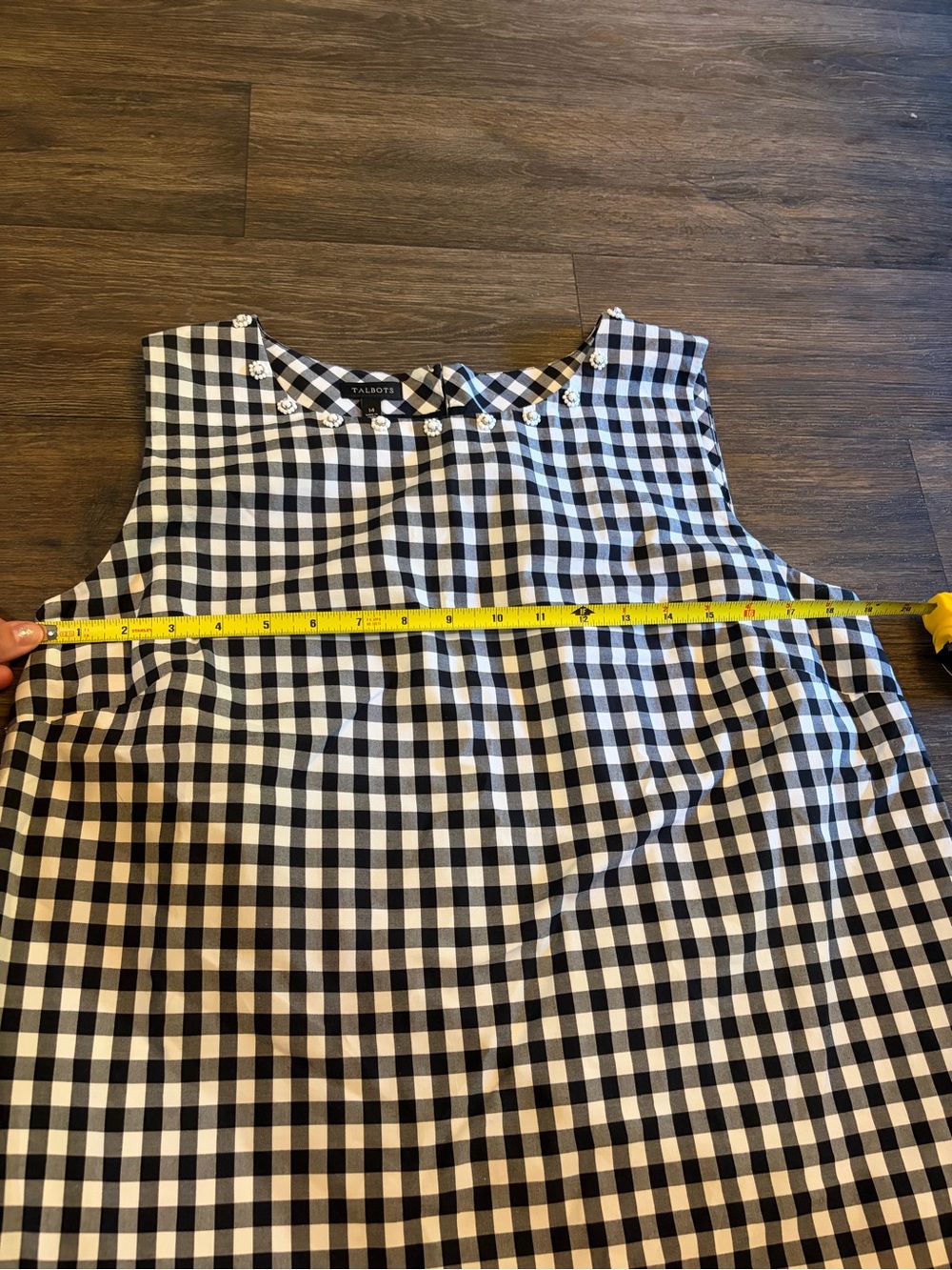 Talbots Women’s Cottagecore Picnic Gingham Tank Top w/Floral Beaded Embellished - Picture 5 of 8